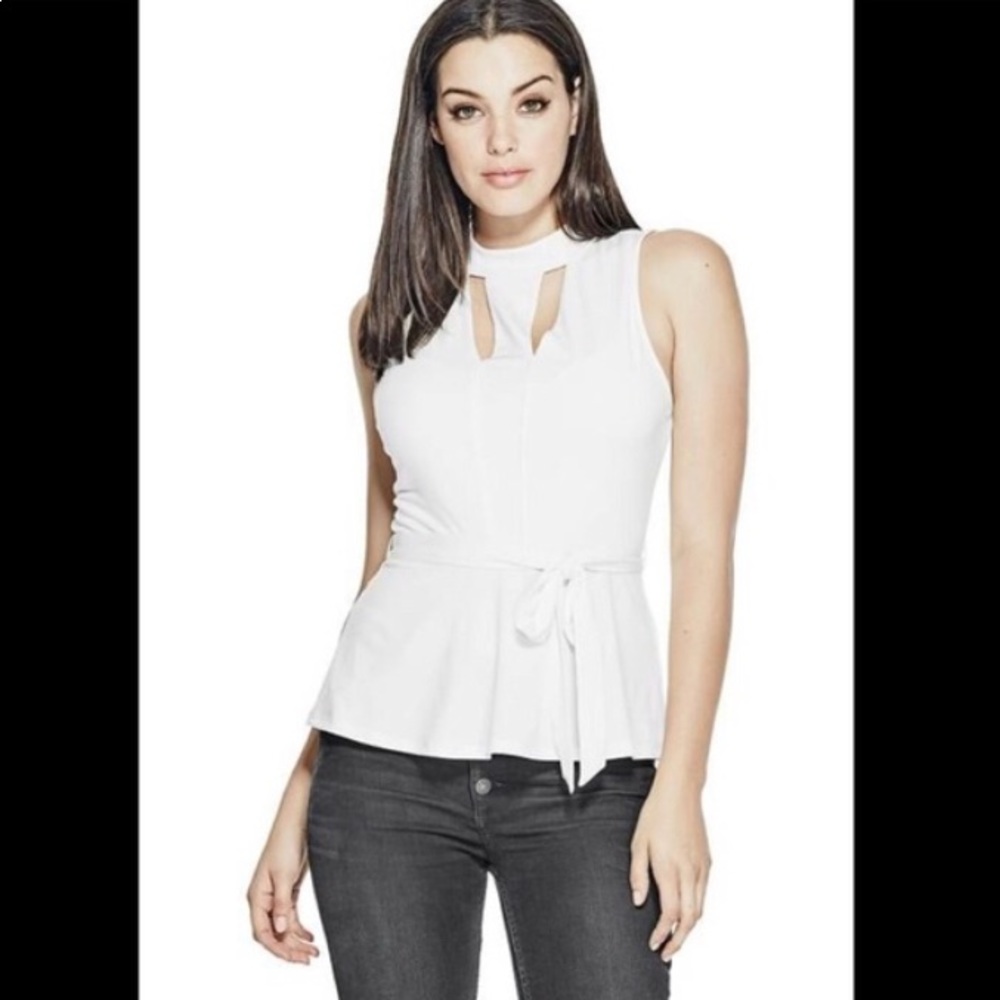 NWT Guess Women’s Tianna Slit Front Peplum Top.